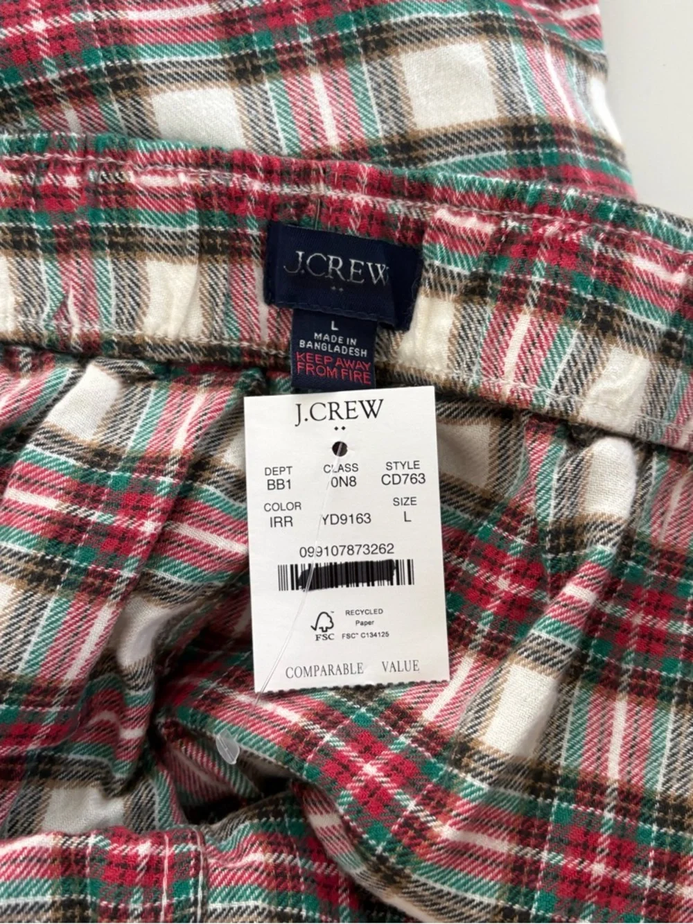 NWT J. Crew Flannel Pajama Pant Tartan